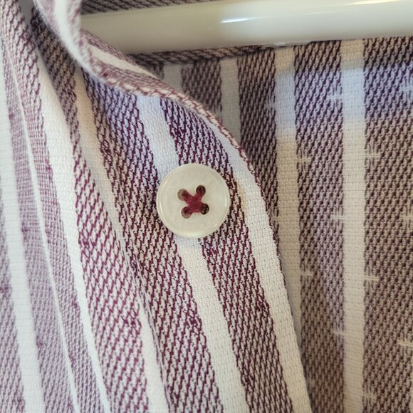 Burberry London Men's Purple & White Striped Logo Button-Down Shirt Size L - Picture 3 of 8